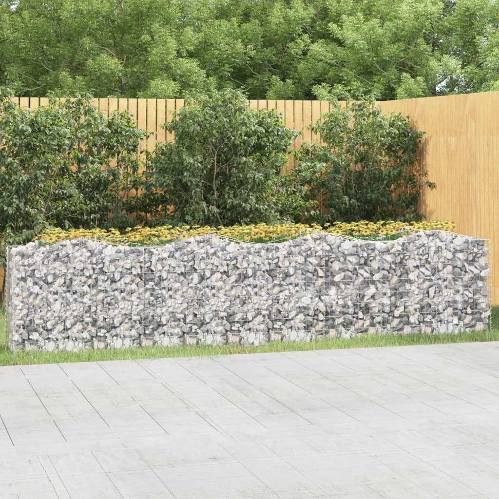 vidaXL Strat înălțat cu gabion arcuit, 400x50x100 cm, fier galvanizat