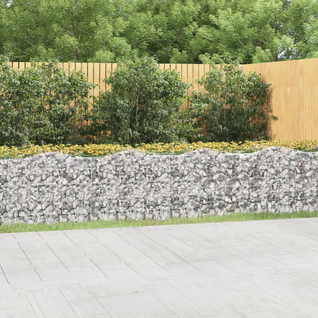 vidaXL Strat înălțat cu gabion arcuit, 600x50x100 cm, fier galvanizat