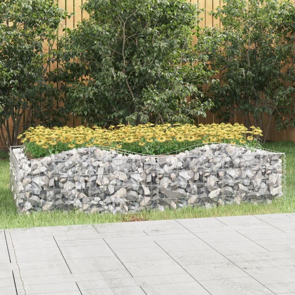 vidaXL Strat înălțat cu gabion arcuit, 200x100x50 cm, fier galvanizat