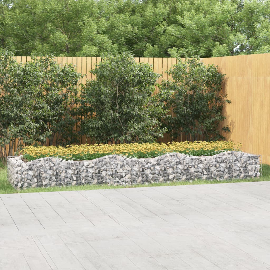 vidaXL Lit surélevé à gabions arqué 400x100x50 cm Fer galvanisé