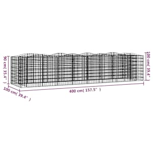 Klenutý gabion vyvýšený záhon 400x100x100 cm pozinkované železo - obrázek 5