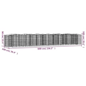 Klenutý gabion vyvýšený záhon 600x100x100 cm pozinkované železo - obrázek 5