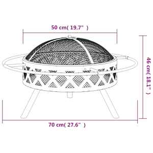 Ohniště s pohrabáčem 70 cm XXL ocel - obrázek 7