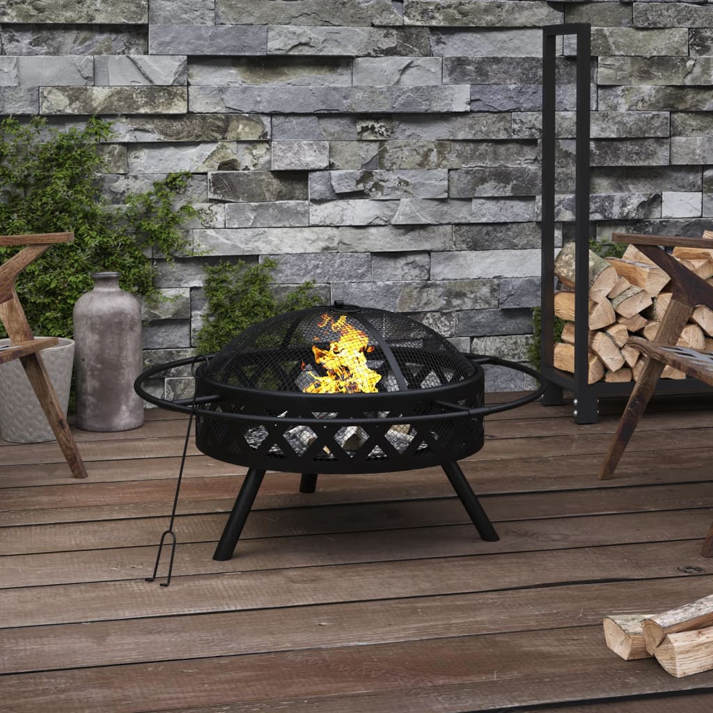 vidaXL Vatră de foc cu vătrai, 70 cm, oțel, XXL Casă imagine noua