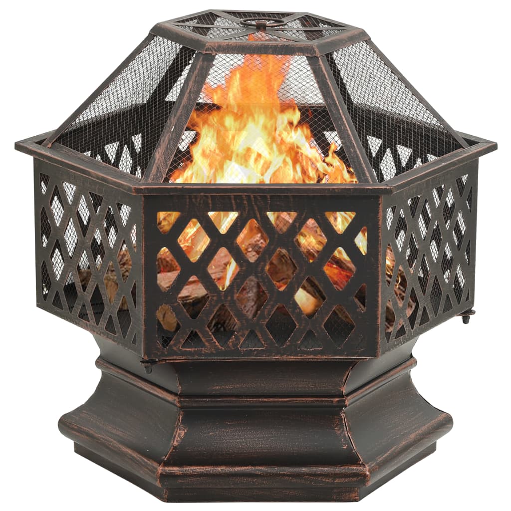 vidaXL Vatră de foc rustică, cu vătrai, 62x54x56 cm oțel, XXL
