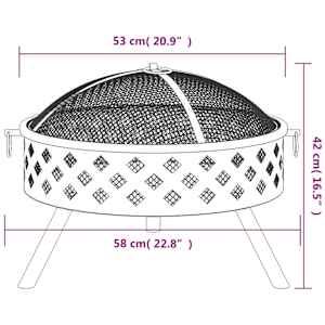 Ohniště s pohrabáčem 58 cm XXL ocel - obrázek 7