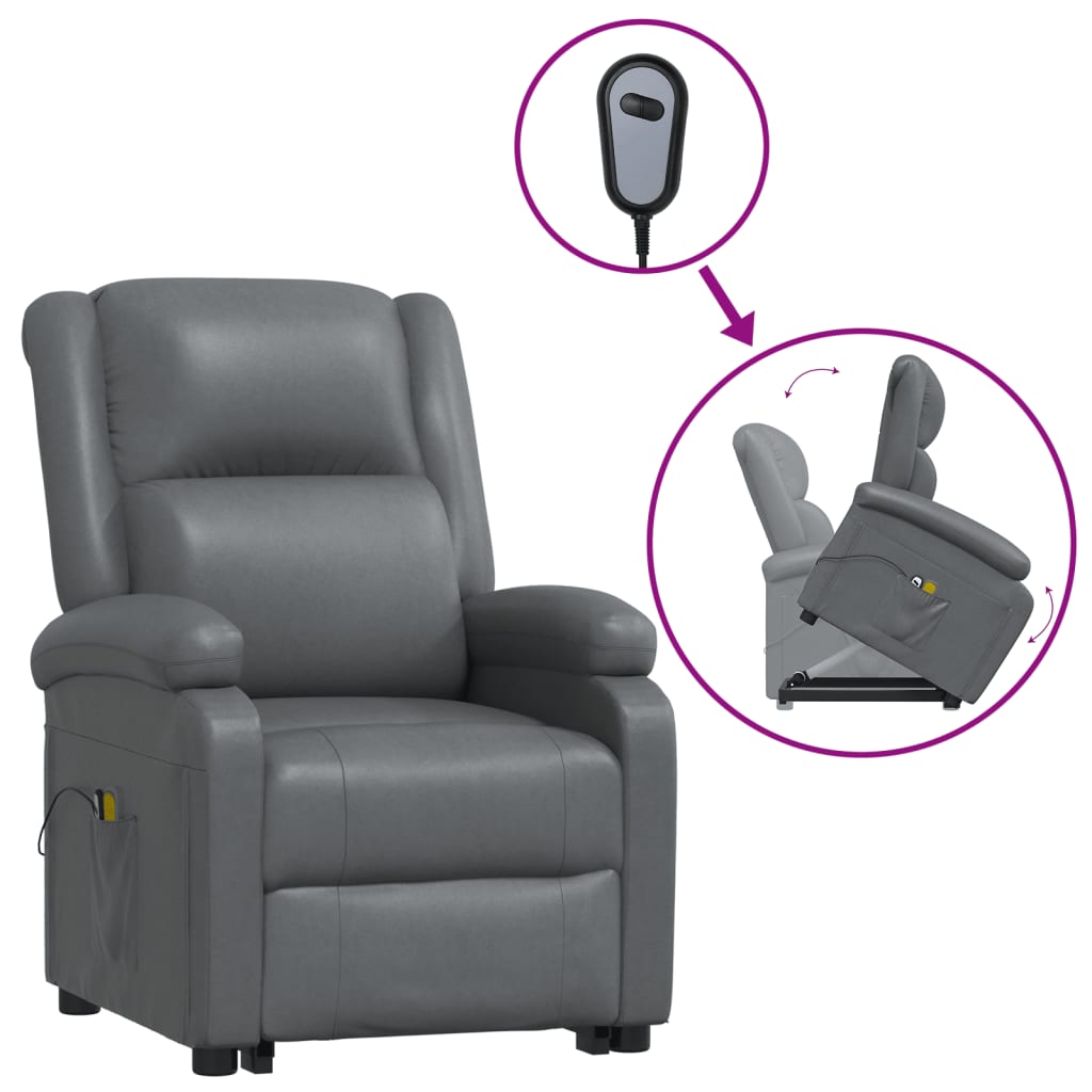 vidaXL Sta-op-massagestoel kunstleer grijs
