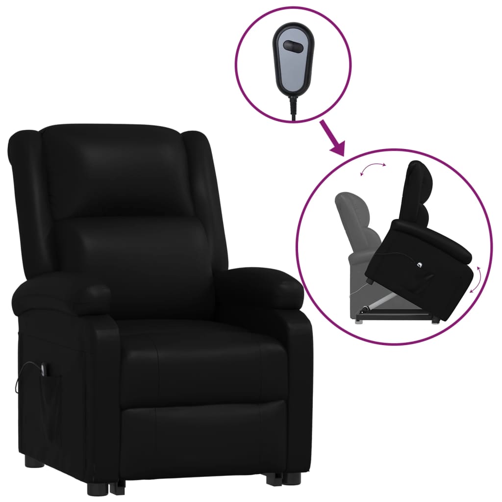 Atsistojantis atlošiamas krėslas, juodos spalvos, dirbtinė oda | Stepinfit
