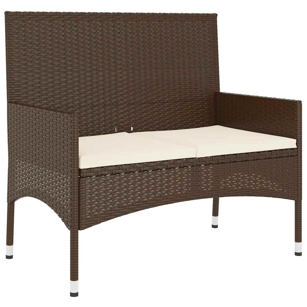 Panca Da Giardino A 2 Posti Con Cuscini In Polyrattan Marrone VidaXL 13 width=274