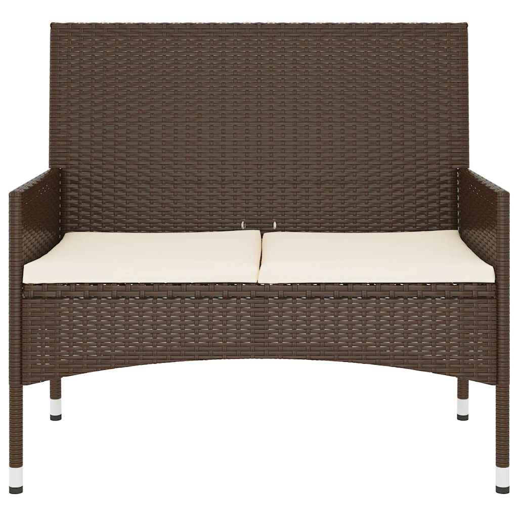 vidaXL Tuinbank 2-zits met kussens poly rattan bruin afbeelding