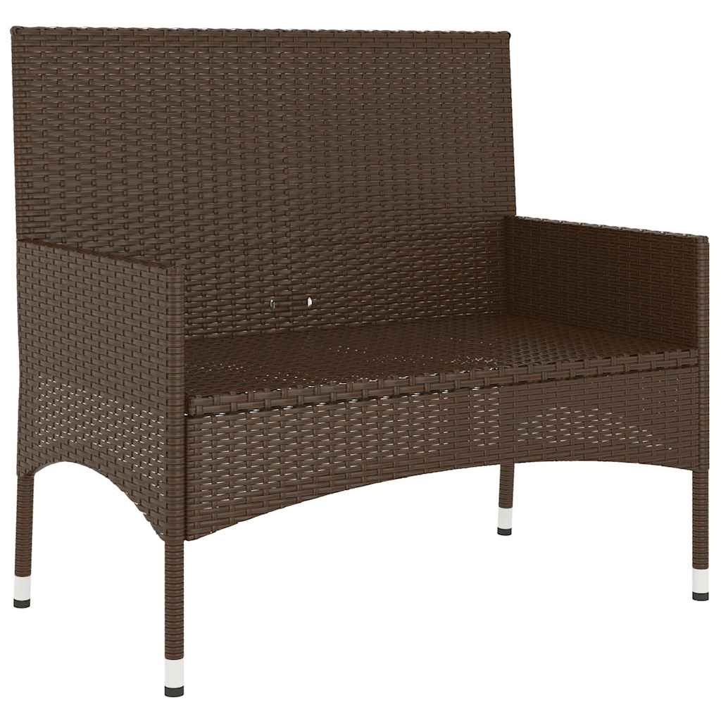 Panca Da Giardino A 2 Posti Con Cuscini In Polyrattan Marrone VidaXL 15 width=274