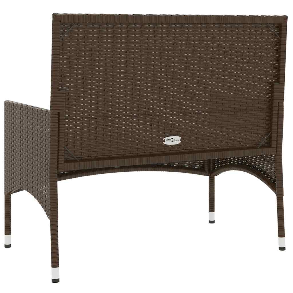 Panca Da Giardino A 2 Posti Con Cuscini In Polyrattan Marrone VidaXL 17 width=274