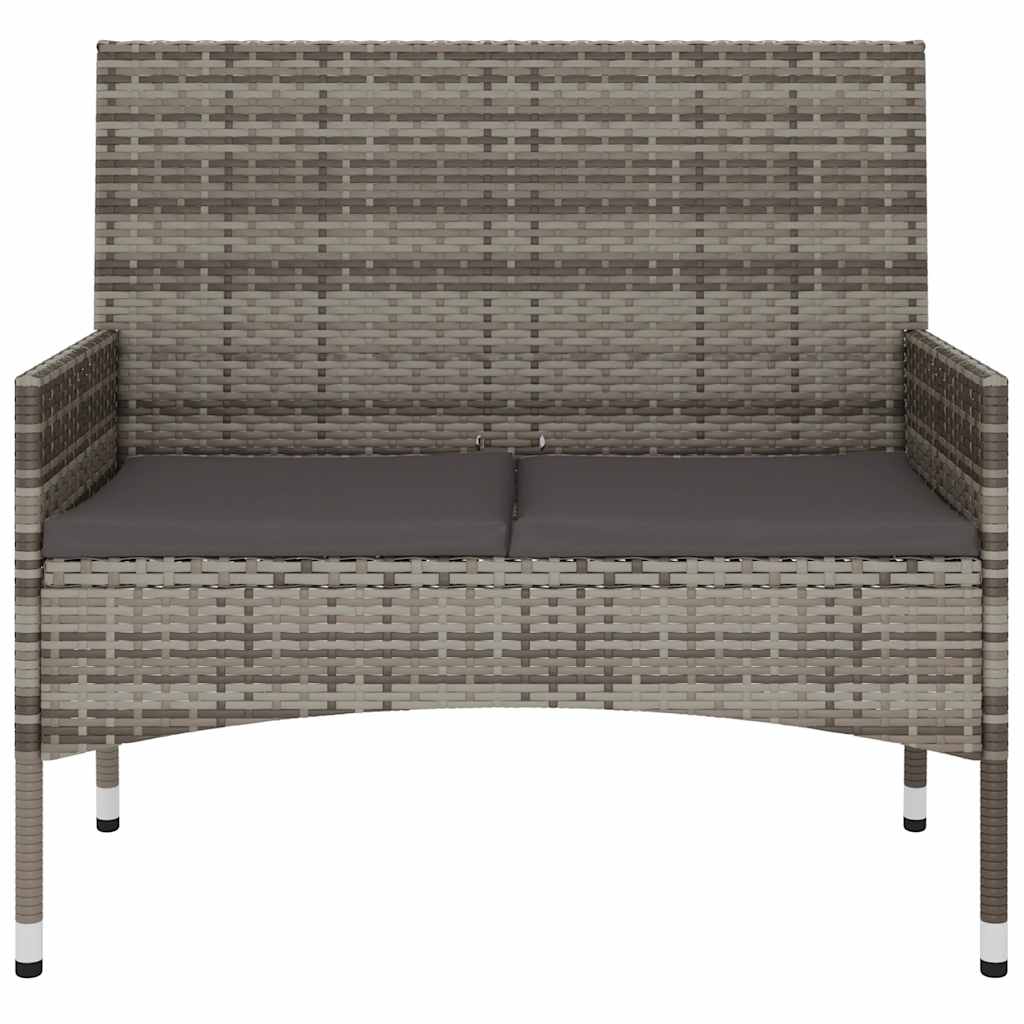 vidaXL Tuinbank 2-zits met kussens poly rattan grijs afbeelding