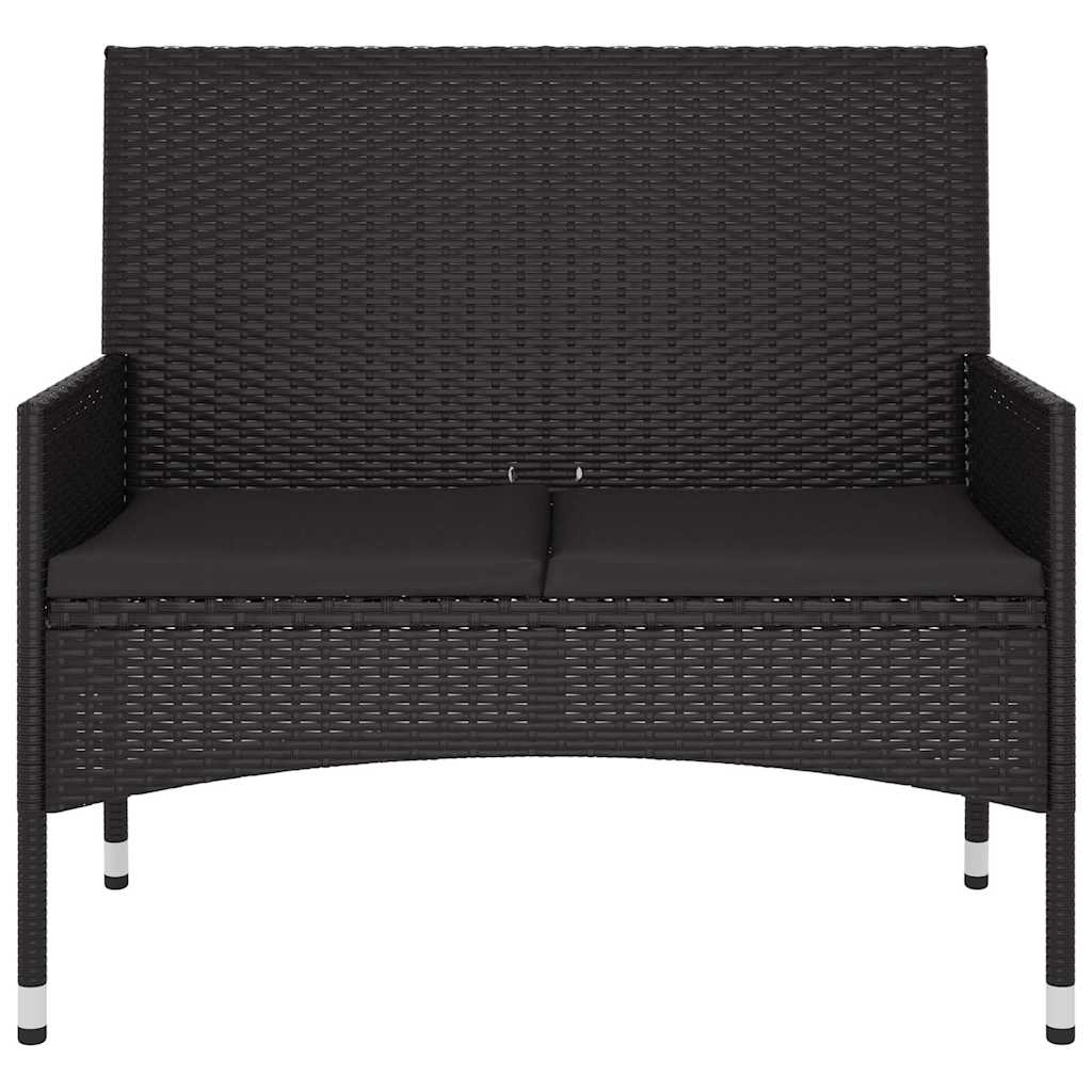 Thumbnail - vidaXL Gartenbank 2-Sitzer mit Kissen Schwarz Poly Rattan