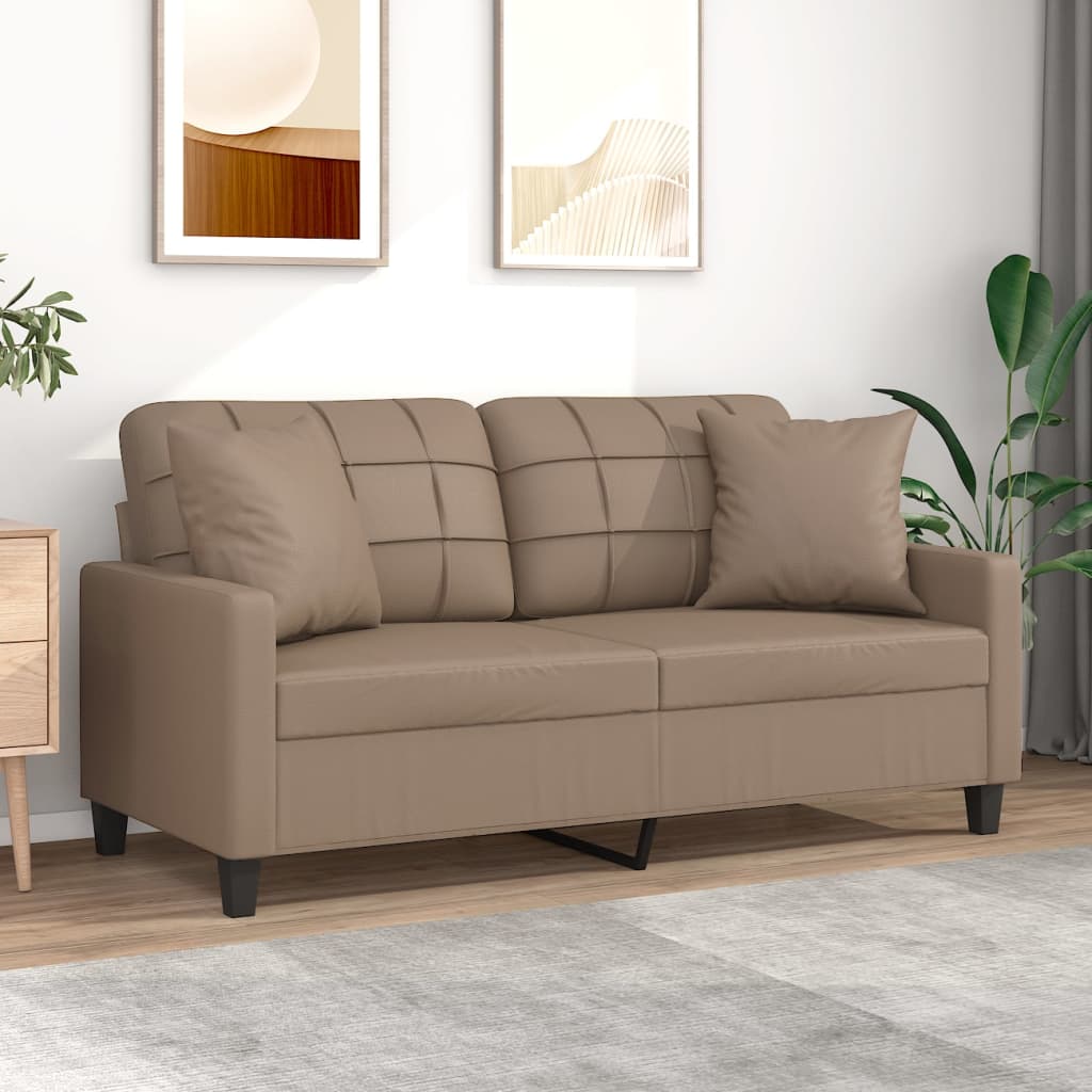 2-Sitzer-Sofa mit Kissen Cappuccino-Braun 140 cm Kunstleder kaufen