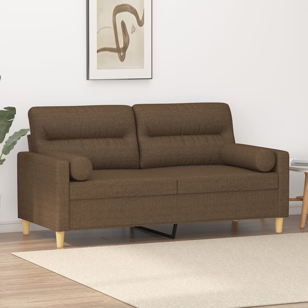 2-Sitzer-Sofa mit Kissen Braun 140 cm Stoff kaufen