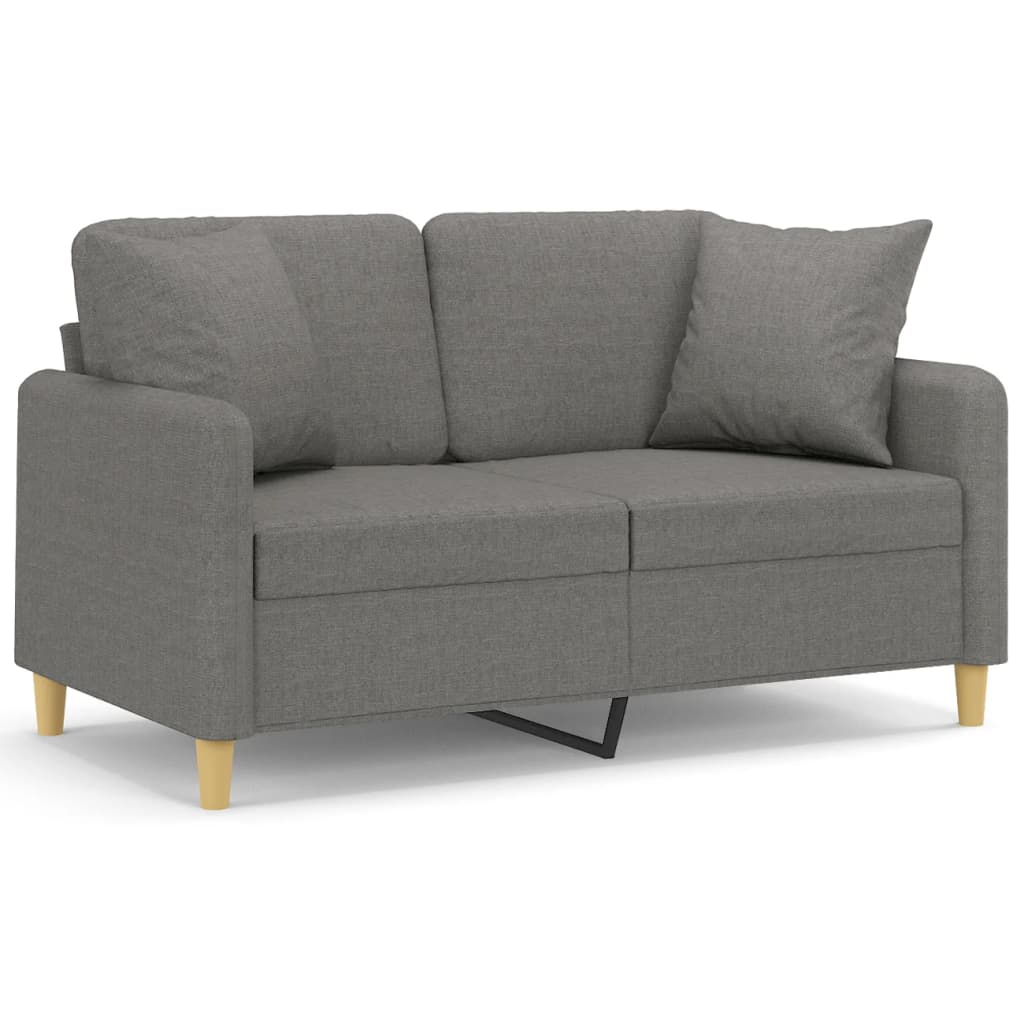 VidaXL Canapé 2 Places Et Oreillers Et Coussins Gris Foncé 120cm Tissu