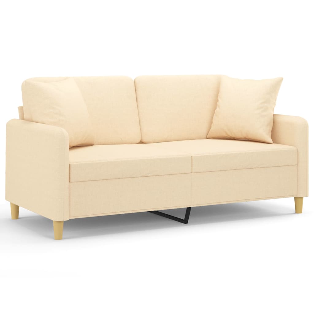 Canapea cu 2 locuri cu perne&pernuțe crem 140 cm textil