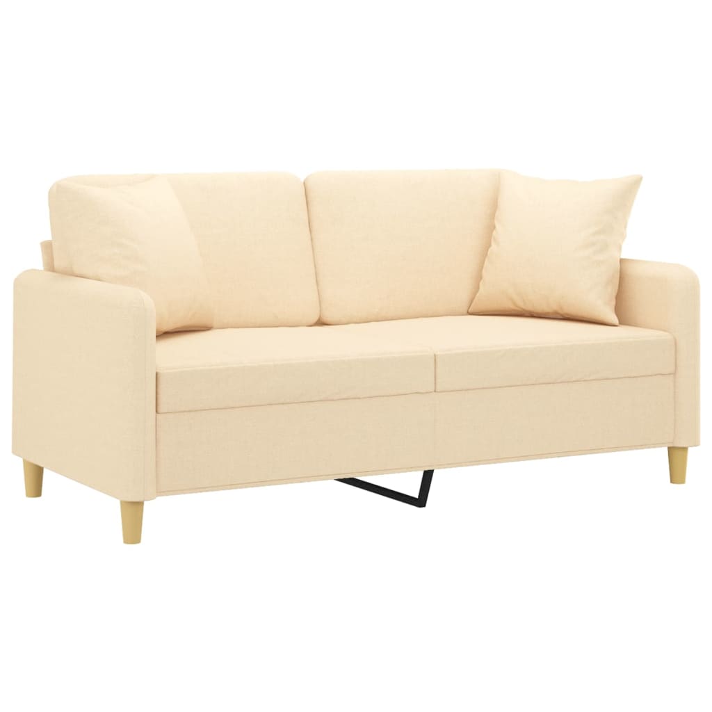 Canapea cu 2 locuri cu perne&pernuțe crem 140 cm textil
