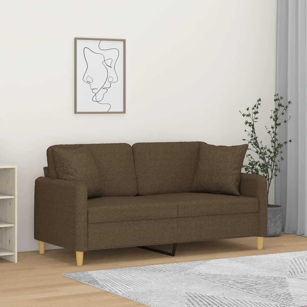 vida XL 2-Sitzer-Sofa mit Kissen Braun 140 cm Stoff