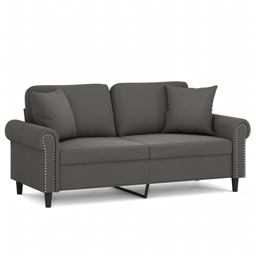 VidaXL 2-Seater Sofa With Pillows&Cushions Dark Grey 140 Cm Velvet