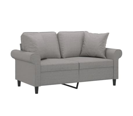 vidaXL 2-Sitzer-Sofa mit Kissen Hellgrau 120 cm Stoff