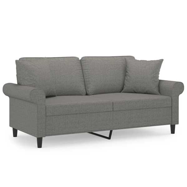 vidaXL 2-kohaline diivan patjadega, tumehall, 140 cm, kangas