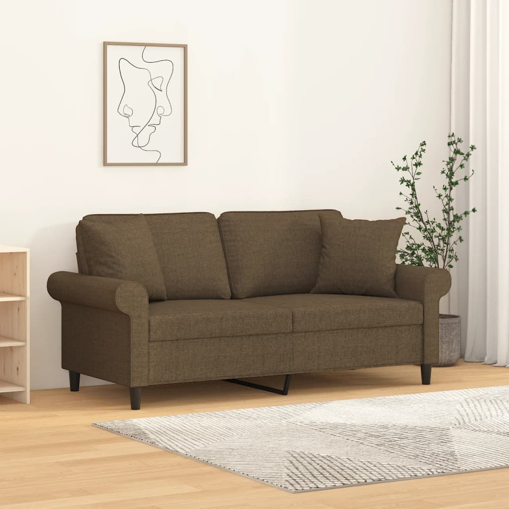 vida XL 2-Sitzer-Sofa mit Kissen Braun 140 cm Stoff