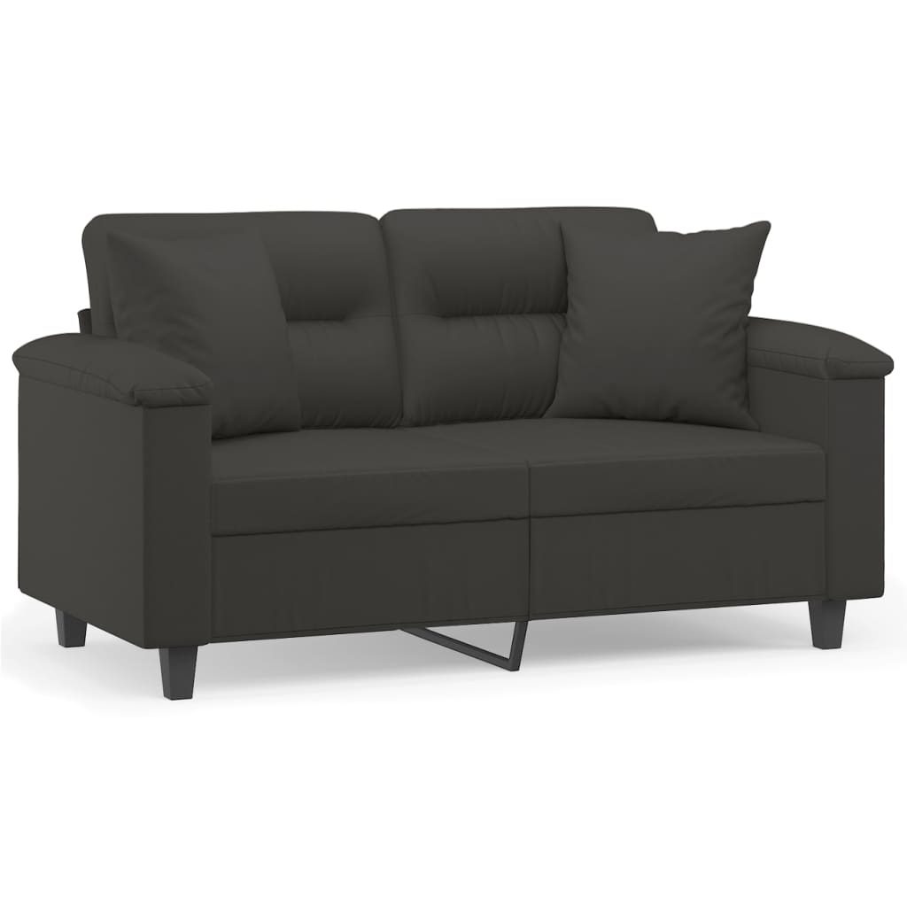 VidaXL 2-Seater Sofa With Pillows&Cushions Dark Grey 120 Cm Microfibre Fabric