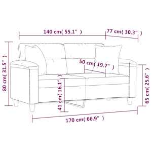 2místná pohovka polštáře podušky tmavě šedá 140 cm mikrovlákno - obrázek 7