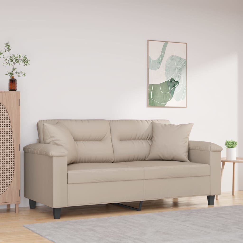 2-Sitzer-Sofa mit Kissen Creme 140 cm Mikrofasergewebe kaufen