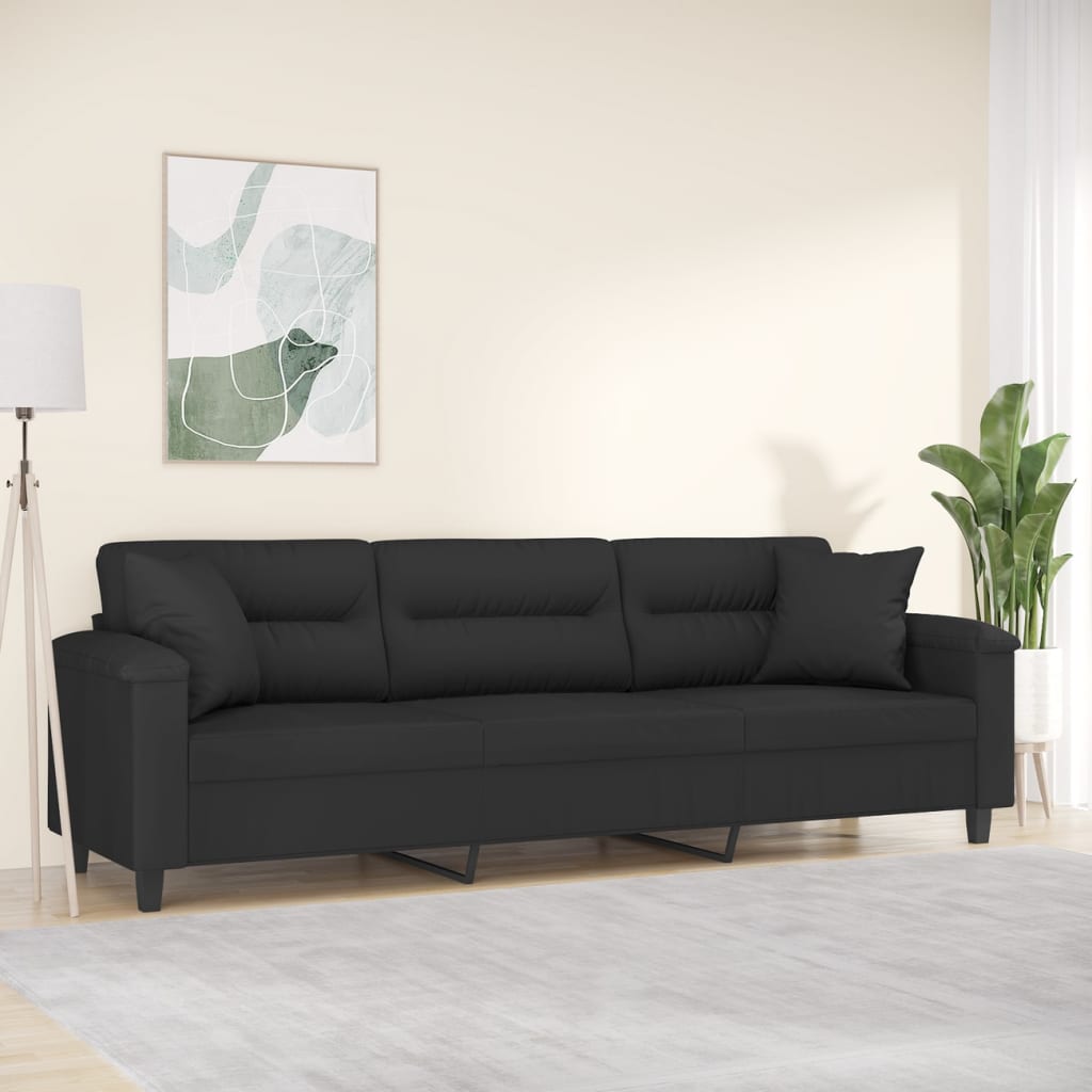3-Sitzer-Sofa mit Kissen Schwarz 210 cm Mikrofasergewebe kaufen
