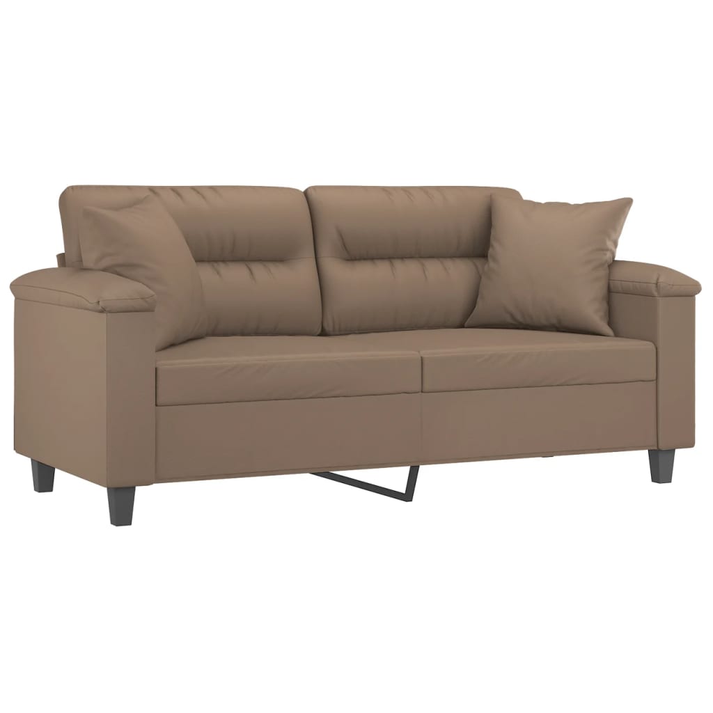 Canapea cu 2 locuri, perne&pernuțe cappuccino 140 cm piele eco