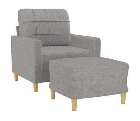 vidaXL Fauteuil met voetenbank 60 cm stof lichtgrijs