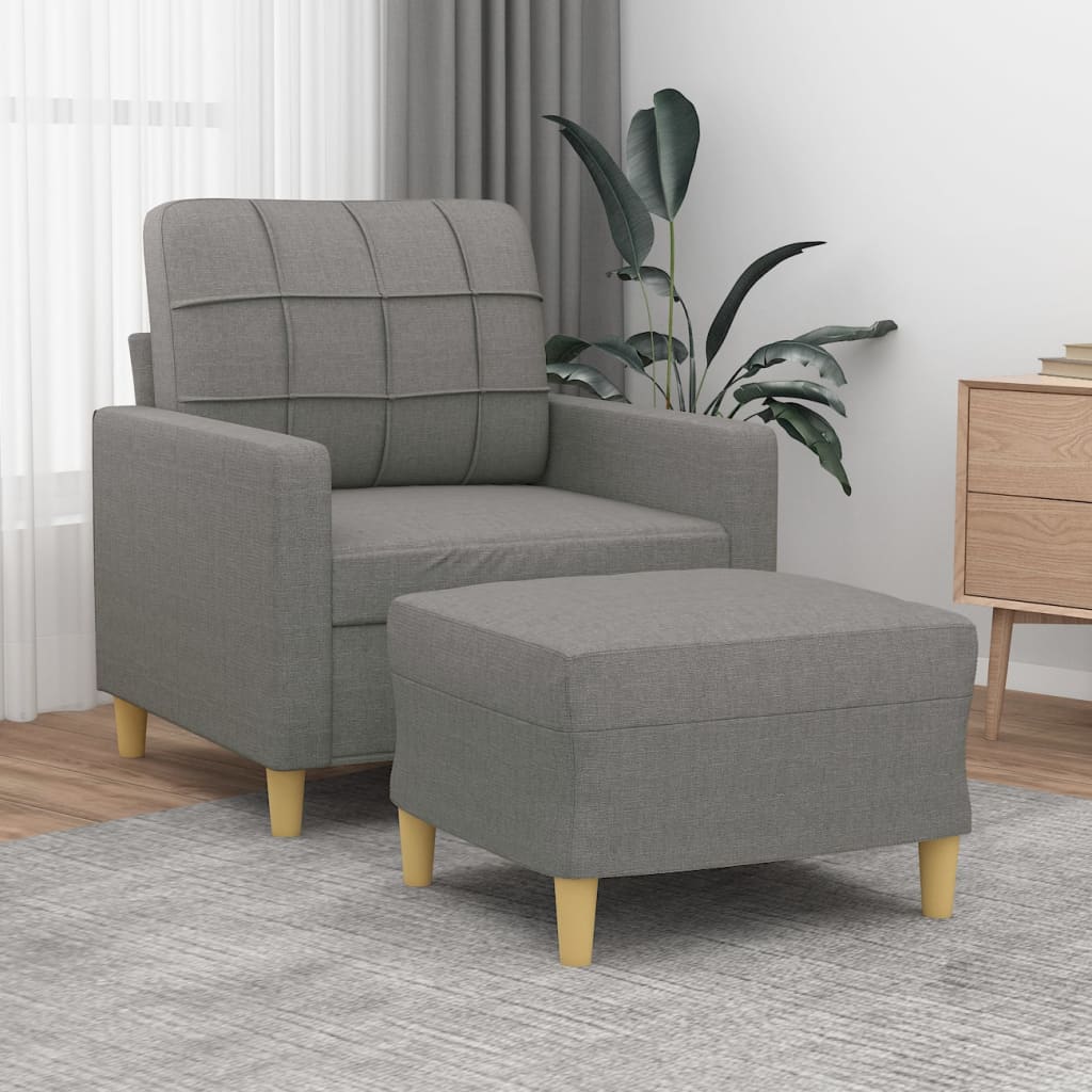 vidaXL sofastol med fodskammel 60 cm stof Mørkegrå