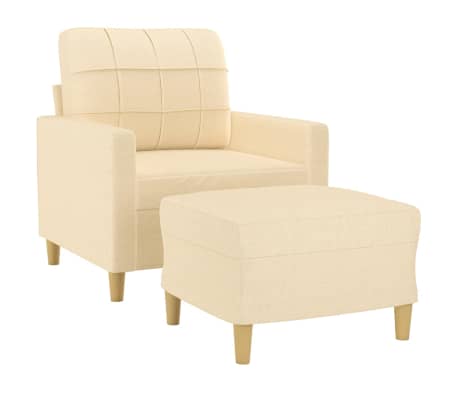 vidaXL Fauteuil met voetenbank 60 cm stof cr&egrave;mekleurig