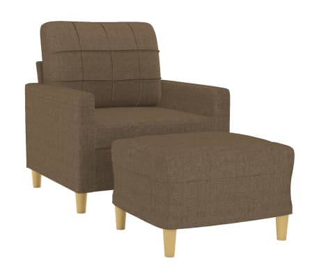 vidaXL Fauteuil met voetenbank 60 cm stof bruin