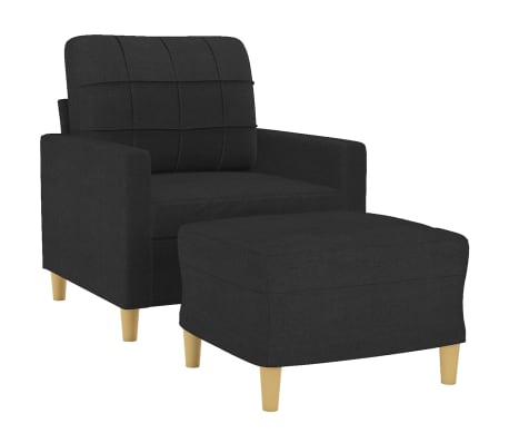 vidaXL Fauteuil met voetenbank 60 cm stof zwart