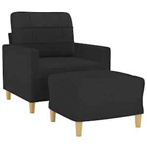 vidaXL Fauteuil met voetenbank 60 cm stof zwart