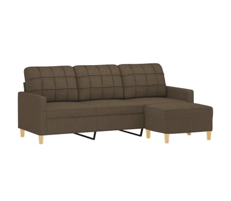 vidaXL Canap&eacute; &agrave; 3 places avec repose-pieds Marron 180 cm Tissu