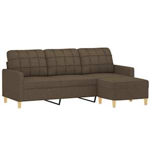 vidaXL Canap&eacute; &agrave; 3 places avec repose-pieds Marron 180 cm Tissu