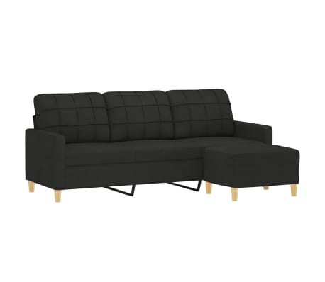 vidaXL Canap&eacute; &agrave; 3 places avec repose-pieds Noir 180 cm Tissu
