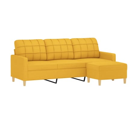 vidaXL Canap&eacute; &agrave; 3 places avec repose-pieds Jaune clair 180 cm Tissu