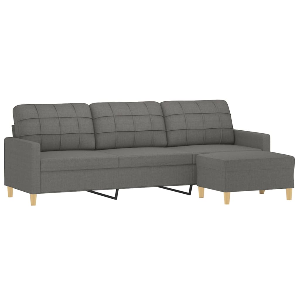 vidaXL 3-Sitzer-Sofa mit Hocker Dunkelgrau 210 cm Stoff