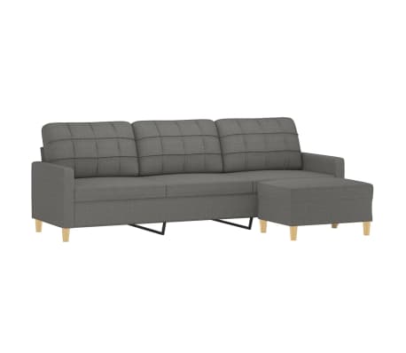 vidaXL 3-Seater Sofa with Footstool Dark Grey 210 cm Fabric