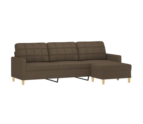 vidaXL Canap&eacute; &agrave; 3 places avec repose-pieds Marron 210 cm Tissu