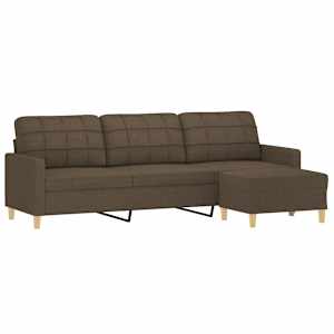 vidaXL Canap&eacute; &agrave; 3 places avec repose-pieds Marron 210 cm Tissu