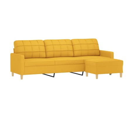vidaXL Canap&eacute; &agrave; 3 places avec repose-pieds Jaune clair 210 cm Tissu