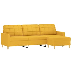 vidaXL Canap&eacute; &agrave; 3 places avec repose-pieds Jaune clair 210 cm Tissu