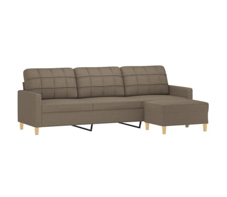 vidaXL Canap&eacute; &agrave; 3 places avec repose-pieds Taupe 210 cm Tissu